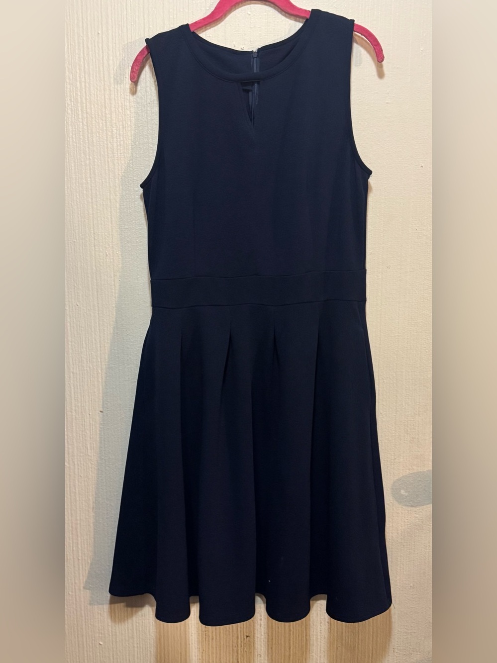 Sleeveless Navy Pleated Skirt Dress